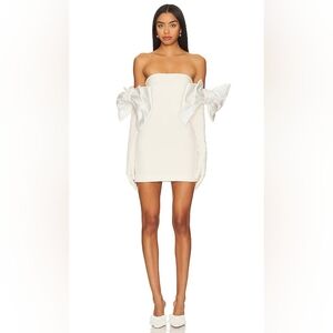 NWT-MISCREANTS Crepe Cupid Dress With Bows In Ivory Sz UK 8, US 4